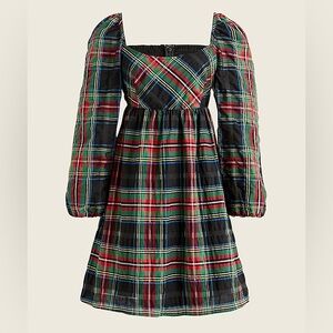 J.Crew Puff-sleeve mini dress in Stewart tartan - NWT